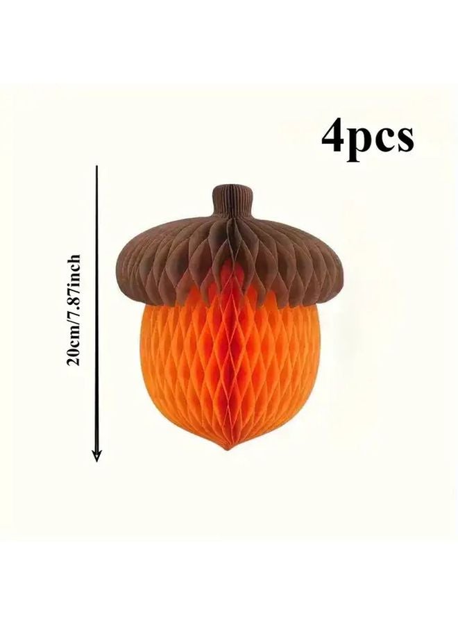 4pcs Orange Honeycomb Tassel Decorations For Autumn Wedding Thanksgiving Party - Image 2